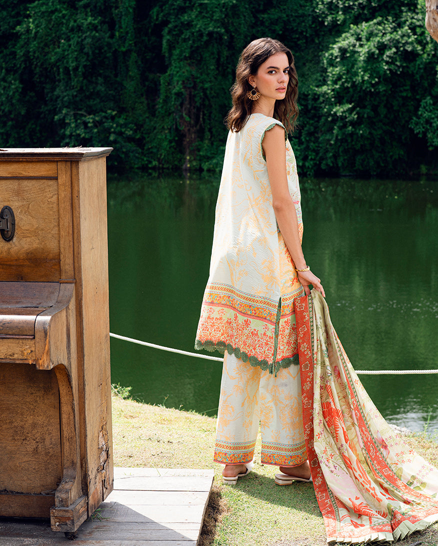 Roheenaz | Garden Veal Printed Lawn 25 | Gold Riddle - by - Libasekhas UK - Registered Vendor of : Roheenaz - 100% Original Designer Dresss