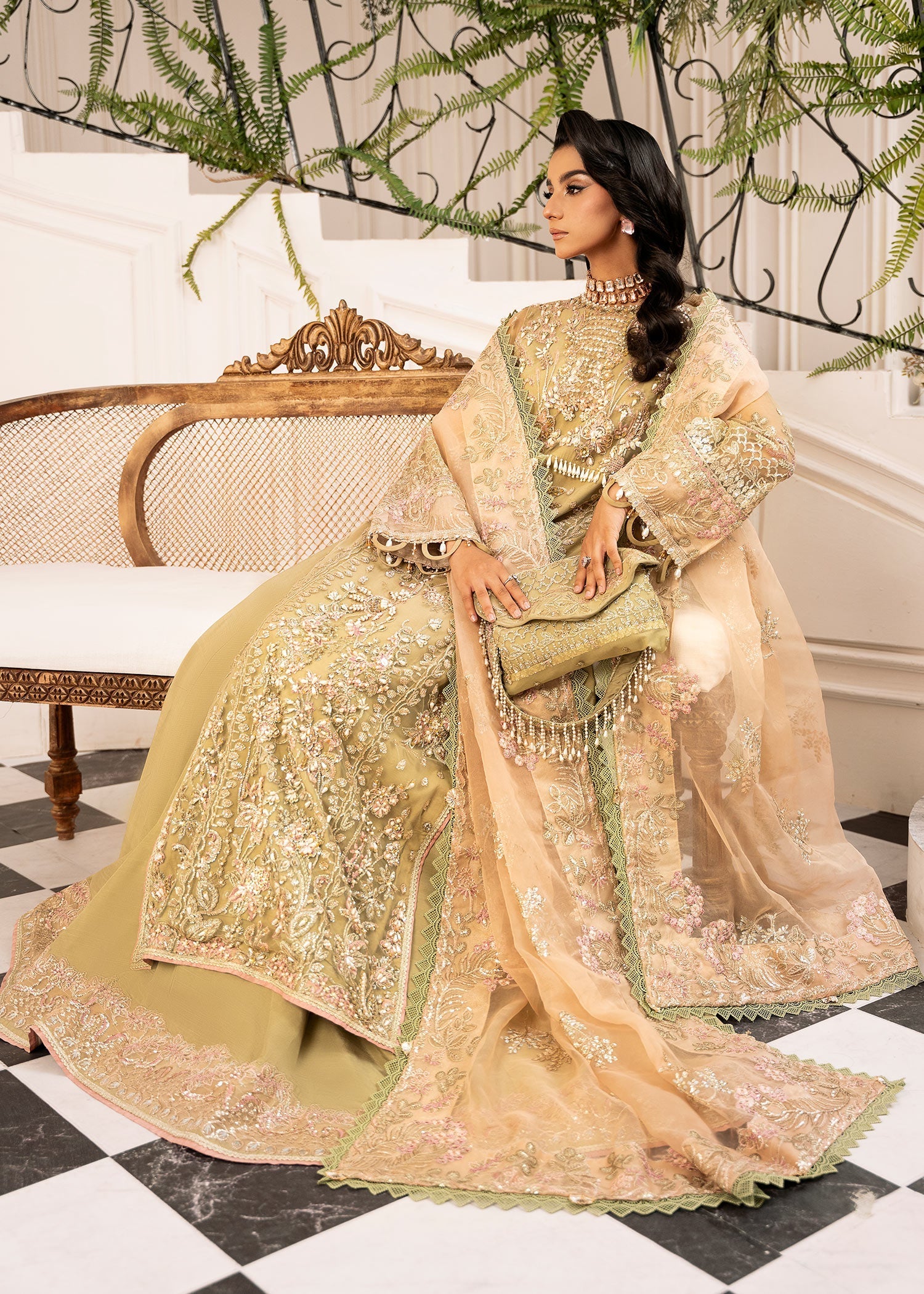 Inayat | Festive Formals | BREWING-MATCHA - by Libasekhas UK - Registered Vendor of : Inayat - 100% Original Designer Dress