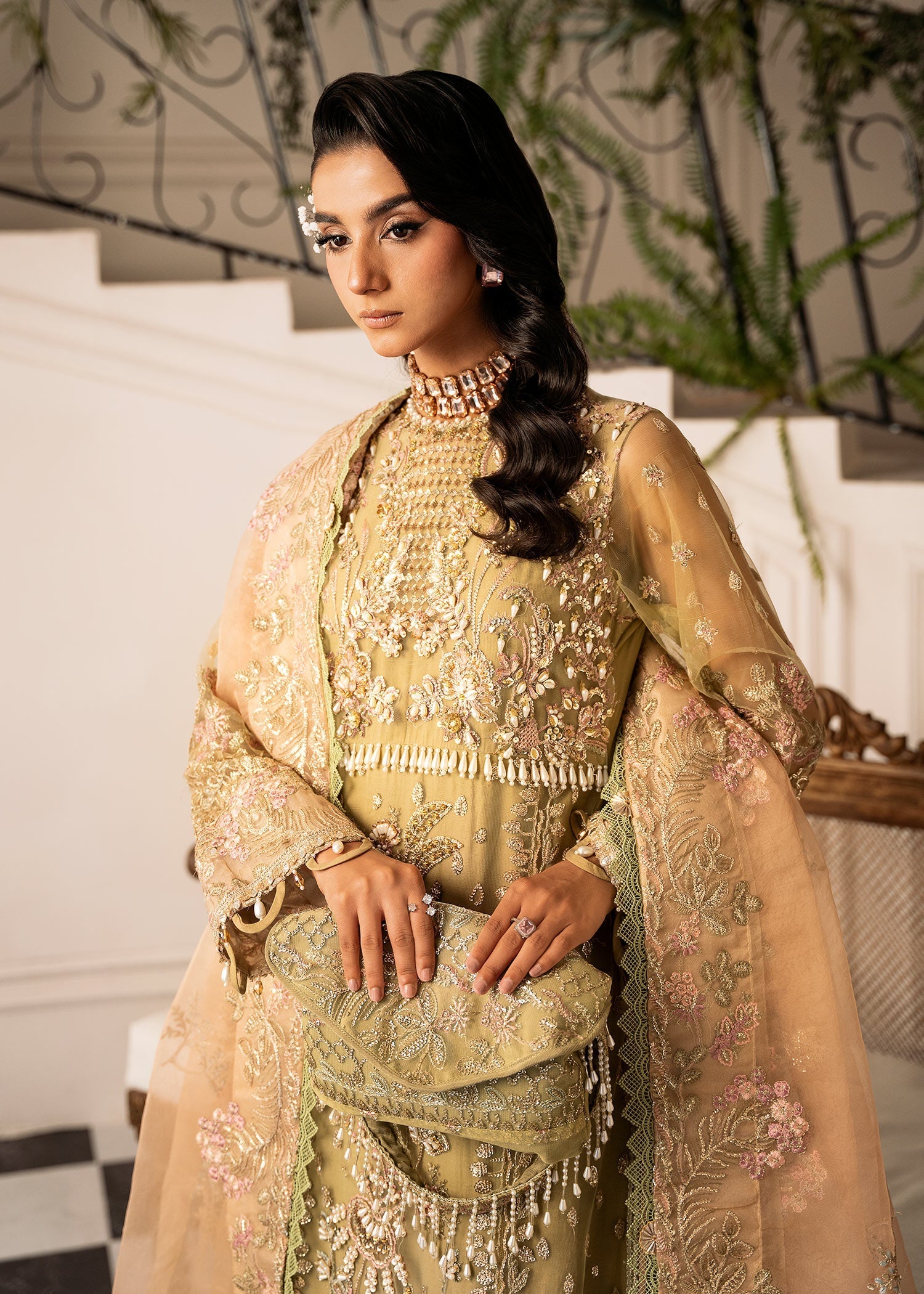 Inayat | Festive Formals | BREWING-MATCHA - by Libasekhas UK - Registered Vendor of : Inayat - 100% Original Designer Dress