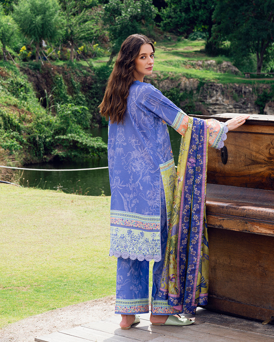 Roheenaz | Garden Veal Printed Lawn 25 | Inky Bloom - by - Libasekhas UK - Registered Vendor of : Roheenaz - 100% Original Designer Dresss