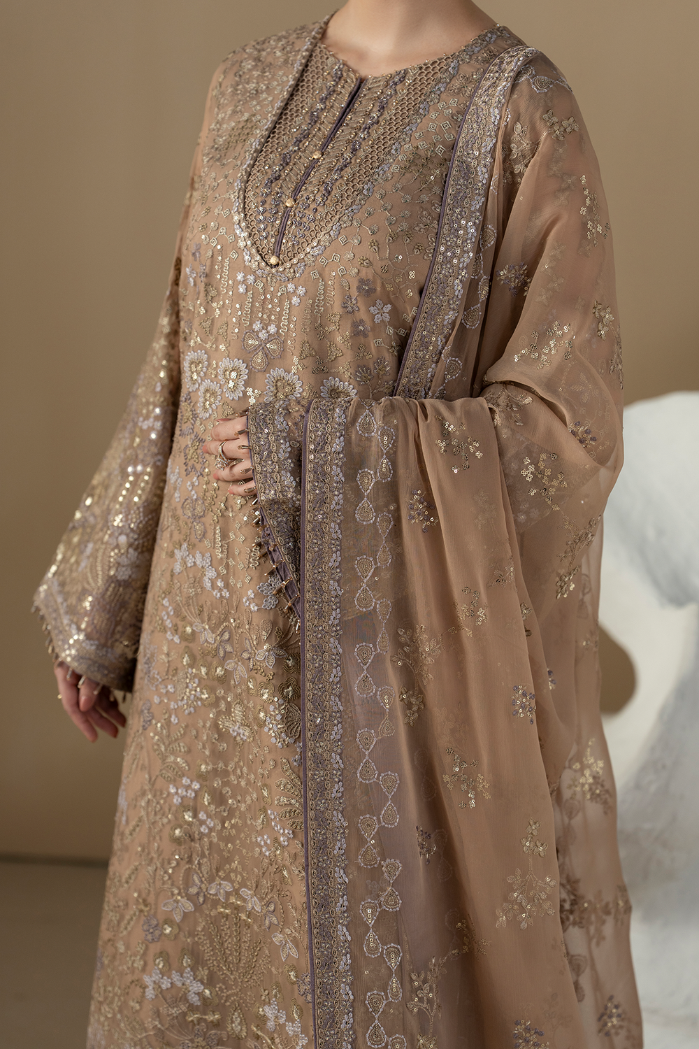 Lavish Premium | Purkashish Formals | Mauve Taupe - by Libasekhas UK - Registered Vendor of : Lavish Premium - 100% Original Designer Dress