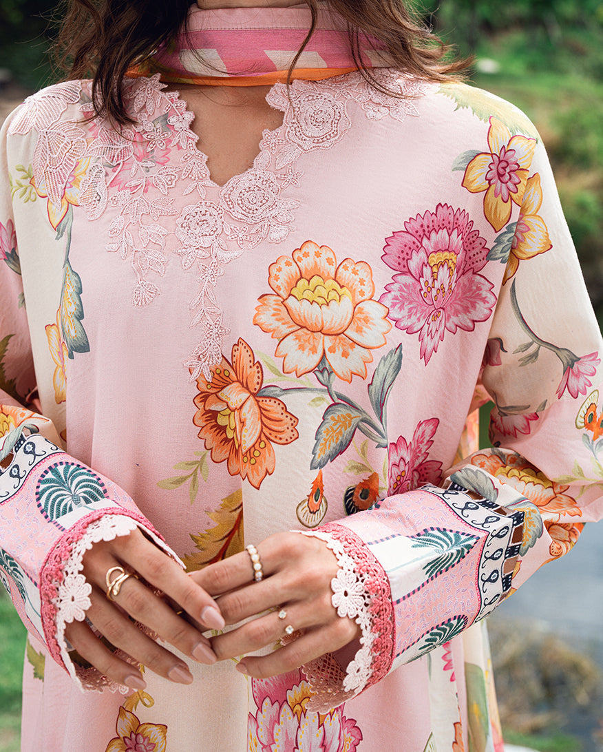 Roheenaz | Garden Veal Printed Lawn 25 |Wildflower fluff - by - Libasekhas UK - Registered Vendor of : Roheenaz - 100% Original Designer Dresss