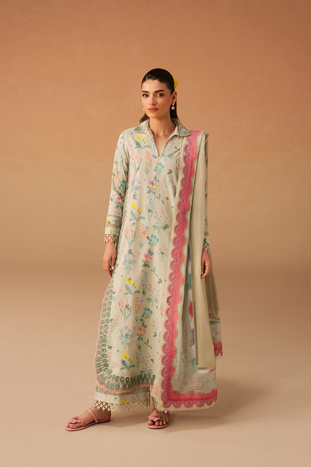 Afrozeh | The Haze 26 | Sunlaced Green - by Libasekhas UK - Registered Vendor of : Afrozeh - 100% Original Designer Dress