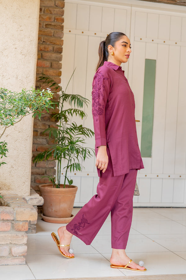 Sahar | Pre Essential Emb Edit | Mulberry Rose - by Libasekhas UK - Registered Vendor of : Sahar - 100% Original Designer Dress