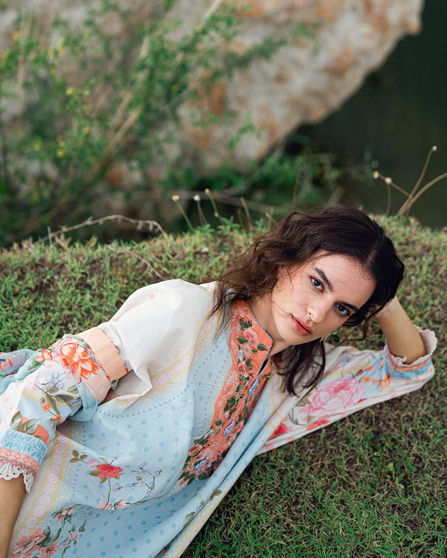 Roheenaz | Garden Veal Printed Lawn 25 | Cloudberey glaze - by - Libasekhas UK - Registered Vendor of : Roheenaz - 100% Original Designer Dresss