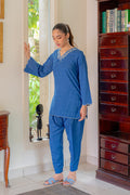 Sahar | Pre Essential Emb Edit | Indigo Edge - by Libasekhas UK - Registered Vendor of : Sahar - 100% Original Designer Dress