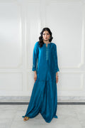Wahaj M Khan | Lra Eid Collection 26 | Teal Red Rawsilk Set - by Libasekhas UK - Registered Vendor of : Wahaj M Khan - 100% Original Designer Dress