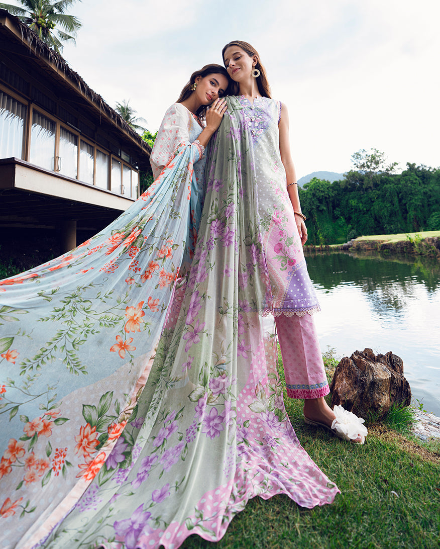 Roheenaz | Garden Veal Printed Lawn 25 | Tulip Sugar - by - Libasekhas UK - Registered Vendor of : Roheenaz - 100% Original Designer Dresss