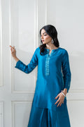 Wahaj M Khan | Lra Eid Collection 26 | Teal Red Rawsilk Set - by Libasekhas UK - Registered Vendor of : Wahaj M Khan - 100% Original Designer Dress