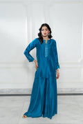 Wahaj M Khan | Lra Eid Collection 26 | Teal Red Rawsilk Set - by Libasekhas UK - Registered Vendor of : Wahaj M Khan - 100% Original Designer Dress