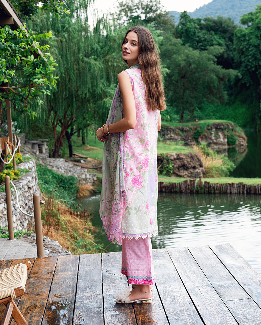 Roheenaz | Garden Veal Printed Lawn 25 | Tulip Sugar - by - Libasekhas UK - Registered Vendor of : Roheenaz - 100% Original Designer Dresss