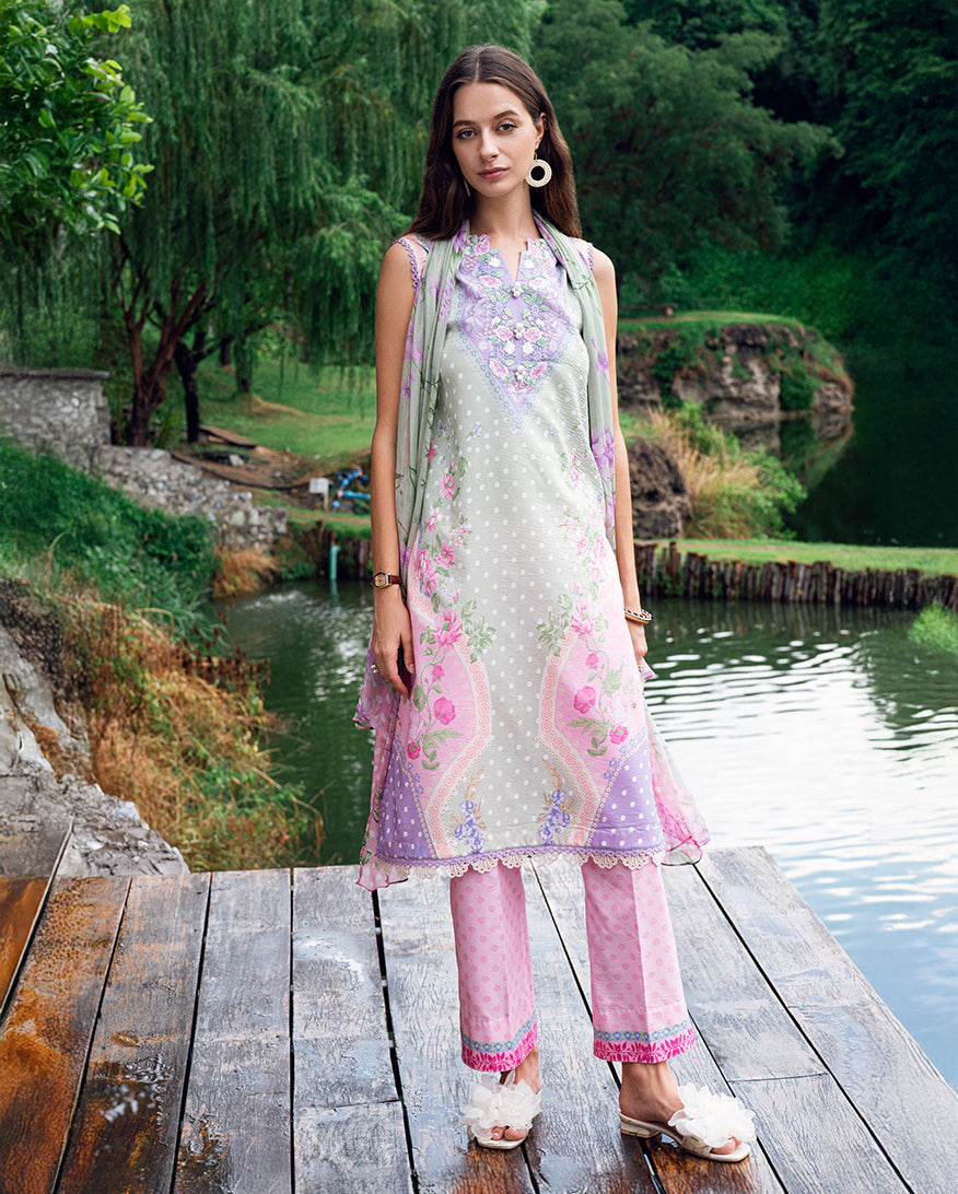 Roheenaz | Garden Veal Printed Lawn 25 | Tulip Sugar - by - Libasekhas UK - Registered Vendor of : Roheenaz - 100% Original Designer Dresss