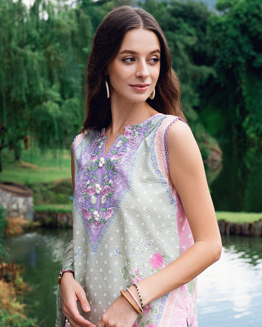 Roheenaz | Garden Veal Printed Lawn 25 | Tulip Sugar - by - Libasekhas UK - Registered Vendor of : Roheenaz - 100% Original Designer Dresss