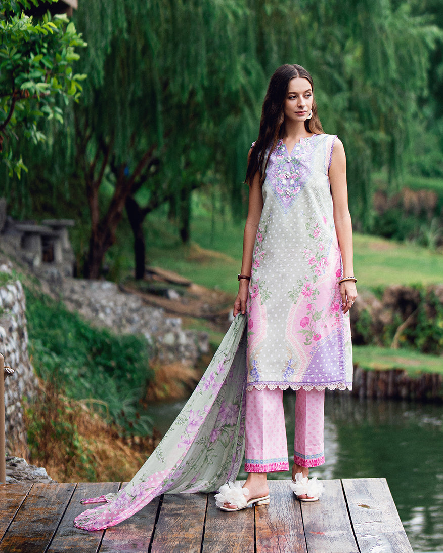 Roheenaz | Garden Veal Printed Lawn 25 | Tulip Sugar - by - Libasekhas UK - Registered Vendor of : Roheenaz - 100% Original Designer Dresss