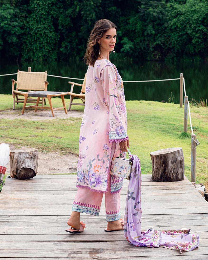 Roheenaz | Garden Veal Printed Lawn 25 |Lilac Dust - by - Libasekhas UK - Registered Vendor of : Roheenaz - 100% Original Designer Dresss