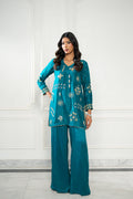 Wahaj M Khan | Lra Eid Collection 26 | Turquoise Rawsilk Lyra JS - by Libasekhas UK - Registered Vendor of : Wahaj M Khan - 100% Original Designer Dress