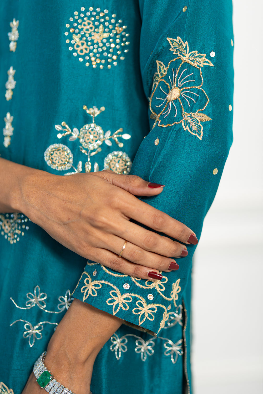 Wahaj M Khan | Lra Eid Collection 26 | Turquoise Rawsilk Lyra JS - by Libasekhas UK - Registered Vendor of : Wahaj M Khan - 100% Original Designer Dress