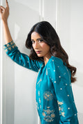 Wahaj M Khan | Lra Eid Collection 26 | Turquoise Rawsilk Lyra JS - by Libasekhas UK - Registered Vendor of : Wahaj M Khan - 100% Original Designer Dress