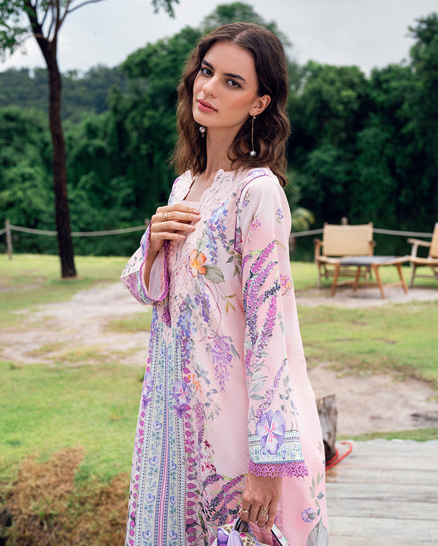 Roheenaz | Garden Veal Printed Lawn 25 |Lilac Dust - by - Libasekhas UK - Registered Vendor of : Roheenaz - 100% Original Designer Dresss