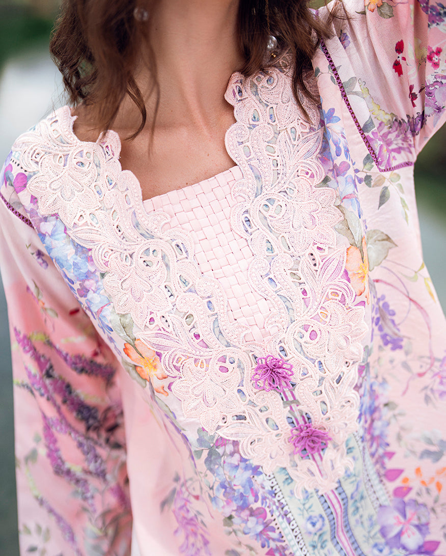 Roheenaz | Garden Veal Printed Lawn 25 |Lilac Dust - by - Libasekhas UK - Registered Vendor of : Roheenaz - 100% Original Designer Dresss