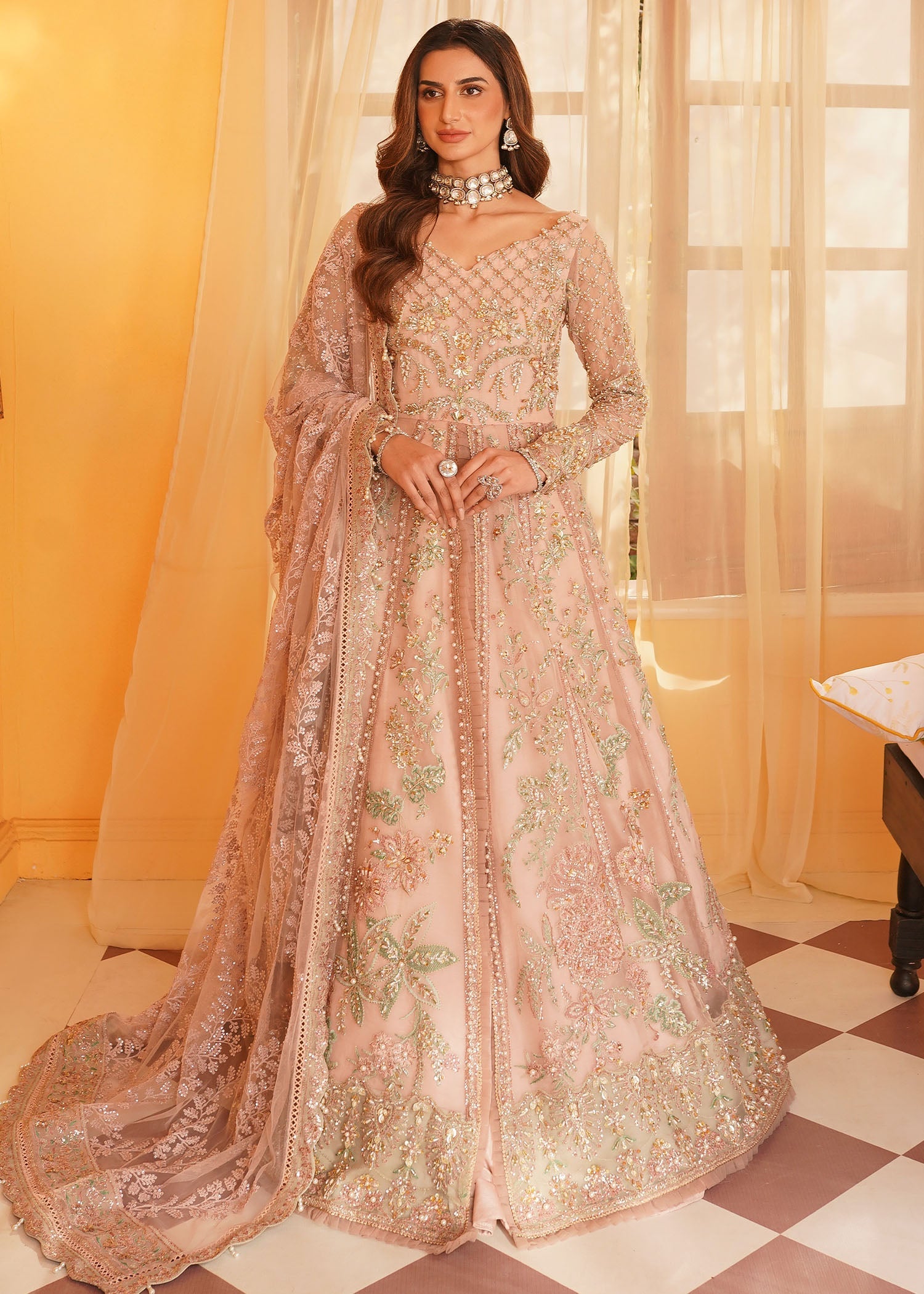 Mehak Yaqoob | Serene Vol 3 | Salmon Pink - by - Libasekhas UK - Registered Vendor of : Mehak Yaqoob - 100% Original Designer Dresss