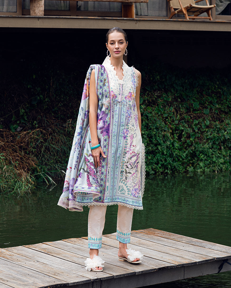Roheenaz | Garden Veal Printed Lawn 25 | Bloom Glimmer - by - Libasekhas UK - Registered Vendor of : Roheenaz - 100% Original Designer Dresss