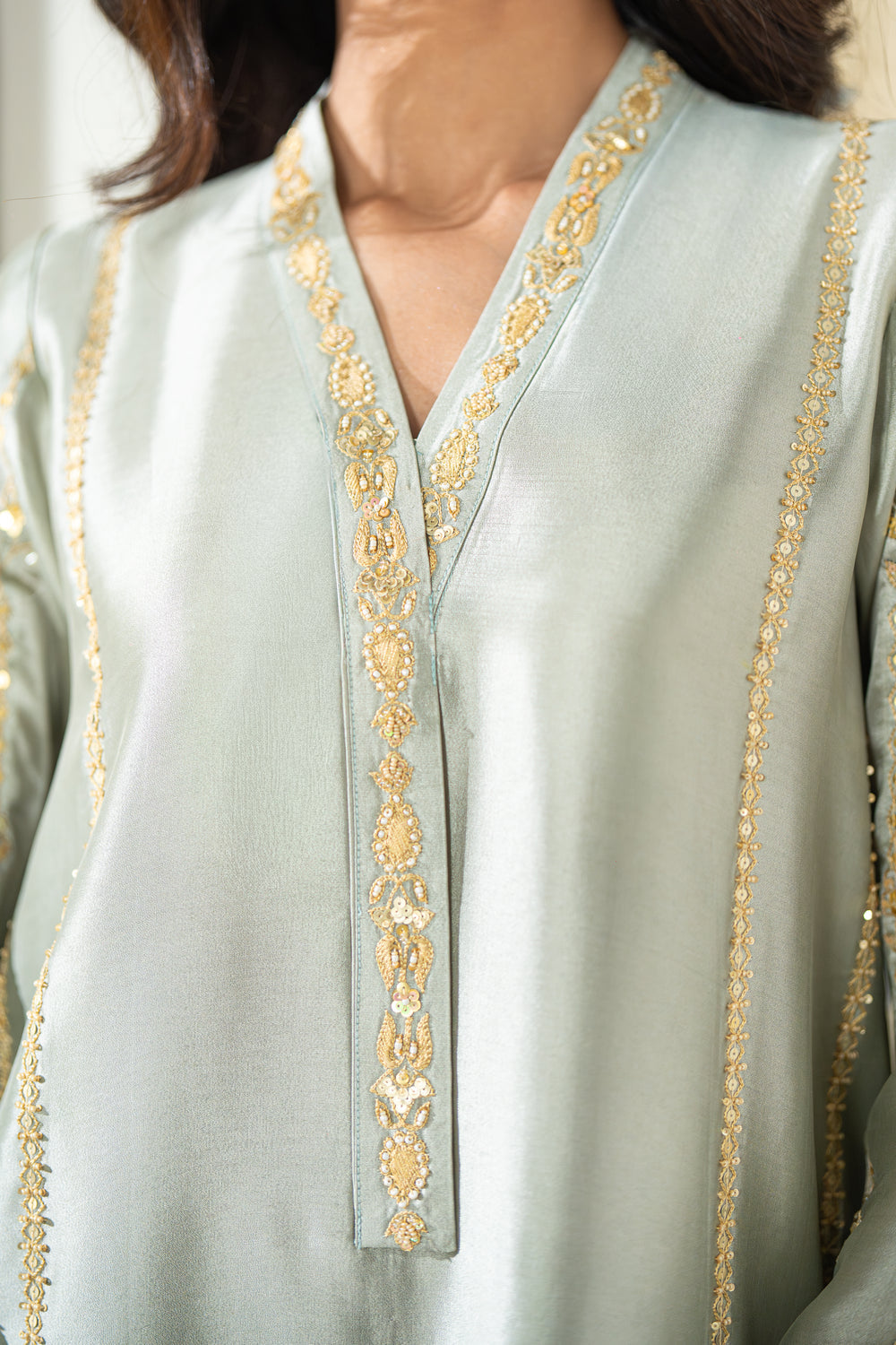 Wahaj M Khan | Lra Eid Collection 26 | Pista Green Lyra KS - by Libasekhas UK - Registered Vendor of : Wahaj M Khan - 100% Original Designer Dress