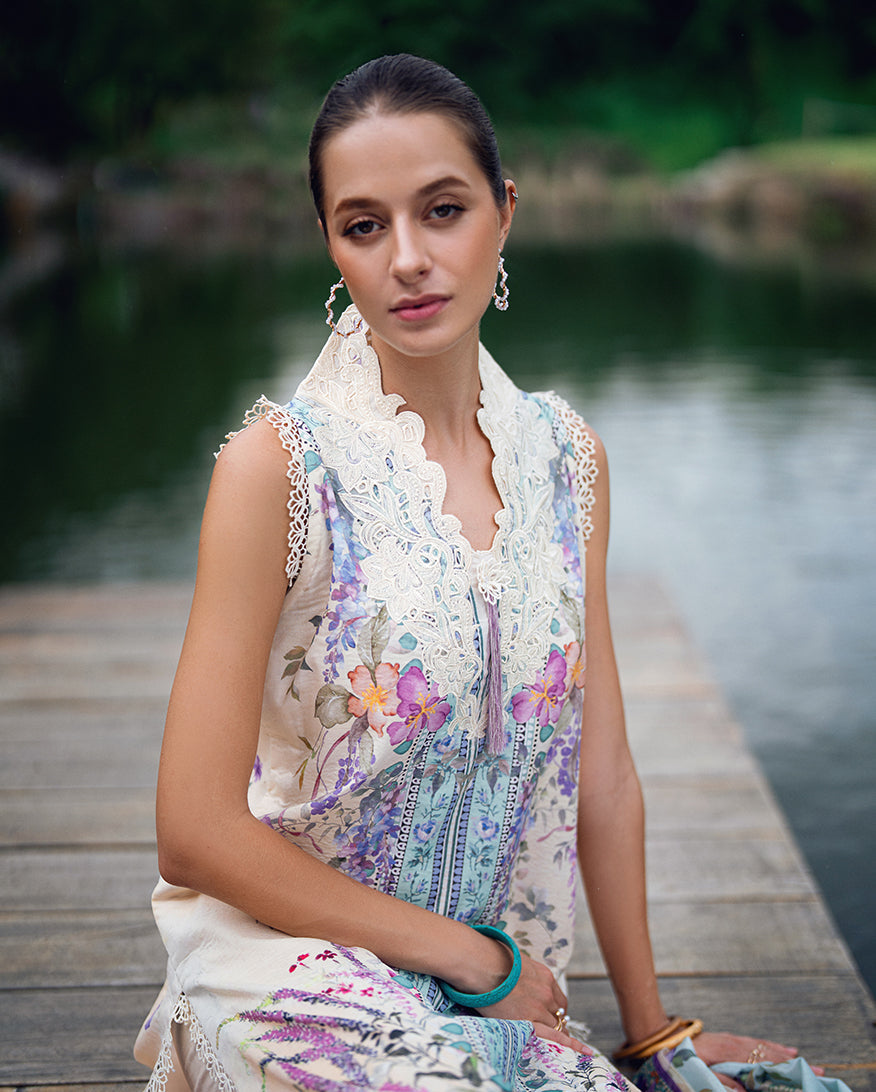 Roheenaz | Garden Veal Printed Lawn 25 | Bloom Glimmer - by - Libasekhas UK - Registered Vendor of : Roheenaz - 100% Original Designer Dresss
