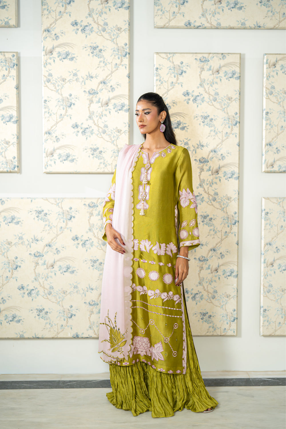 Wahaj M Khan | Lra Eid Collection 26 | Parrot Gharara Set - by Libasekhas UK - Registered Vendor of : Wahaj M Khan - 100% Original Designer Dress