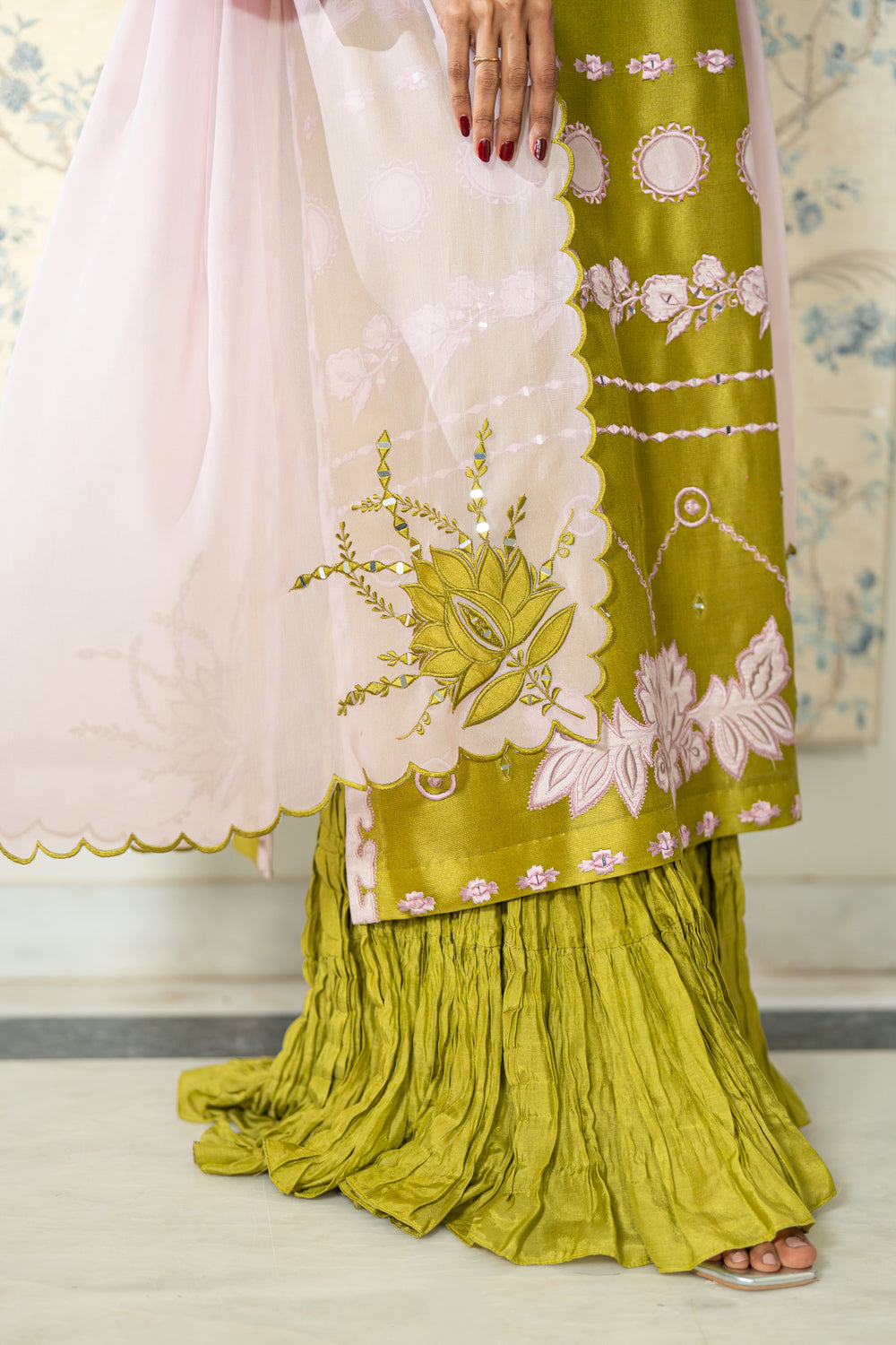 Wahaj M Khan | Lra Eid Collection 26 | Parrot Gharara Set - by Libasekhas UK - Registered Vendor of : Wahaj M Khan - 100% Original Designer Dress