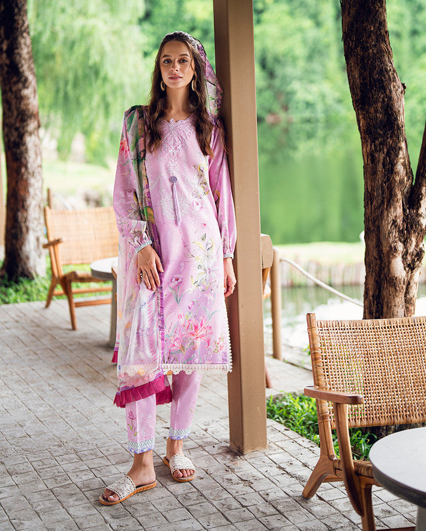 Roheenaz | Garden Veal Printed Lawn 25 | Rosey Daze - by - Libasekhas UK - Registered Vendor of : Roheenaz - 100% Original Designer Dresss