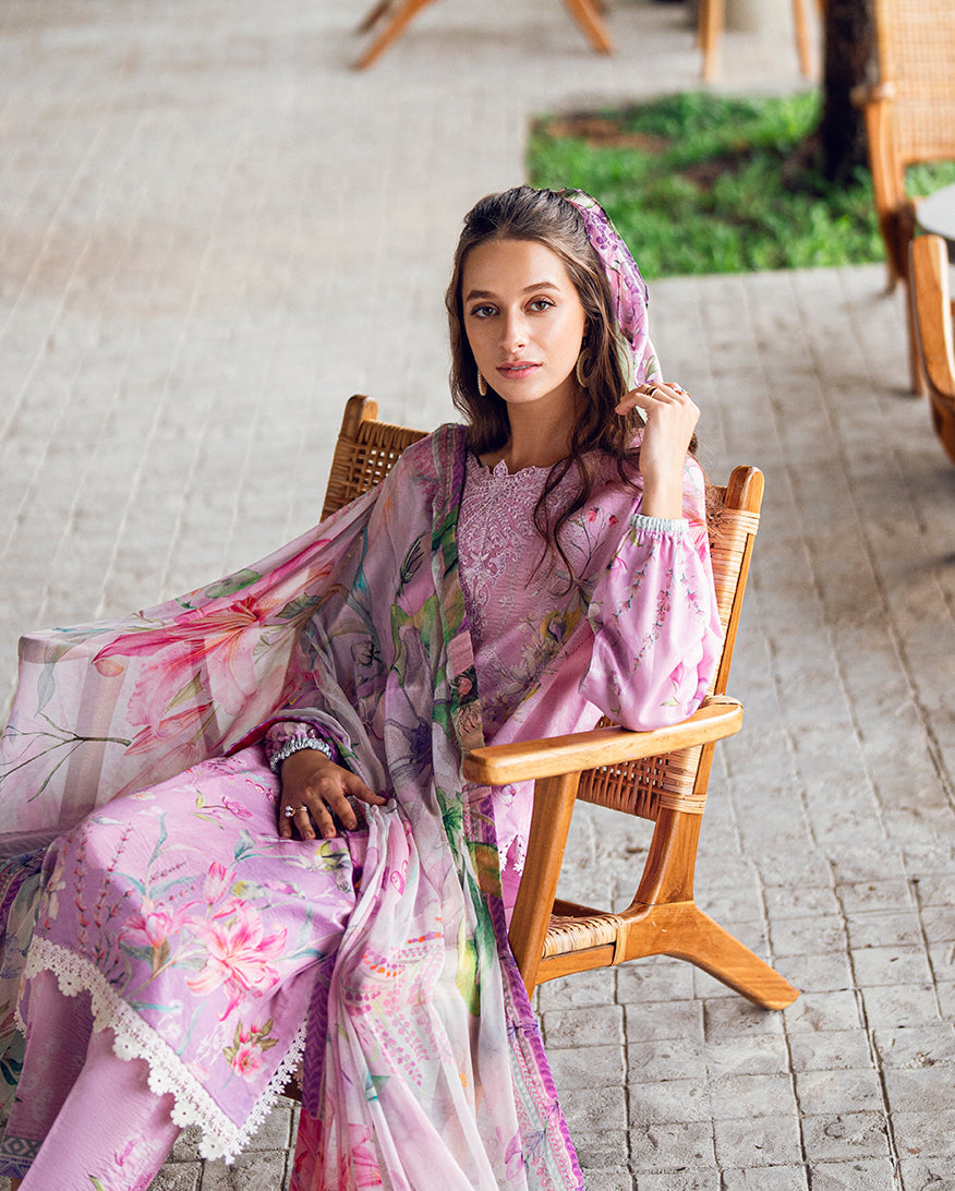 Roheenaz | Garden Veal Printed Lawn 25 | Rosey Daze - by - Libasekhas UK - Registered Vendor of : Roheenaz - 100% Original Designer Dresss