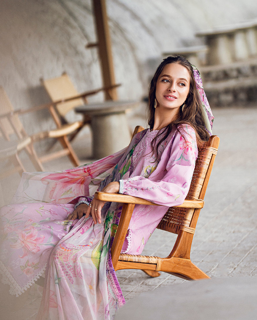 Roheenaz | Garden Veal Printed Lawn 25 | Rosey Daze - by - Libasekhas UK - Registered Vendor of : Roheenaz - 100% Original Designer Dresss