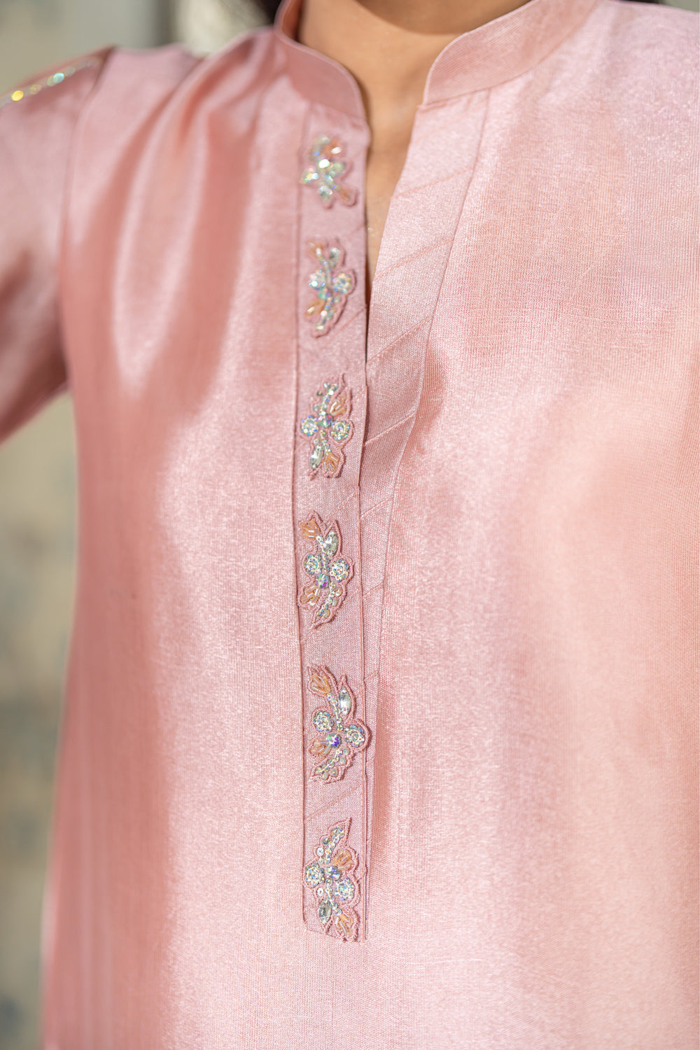 Wahaj M Khan | Lra Eid Collection 26 | Pink Ferozi Kaftan Suit - by Libasekhas UK - Registered Vendor of : Wahaj M Khan - 100% Original Designer Dress
