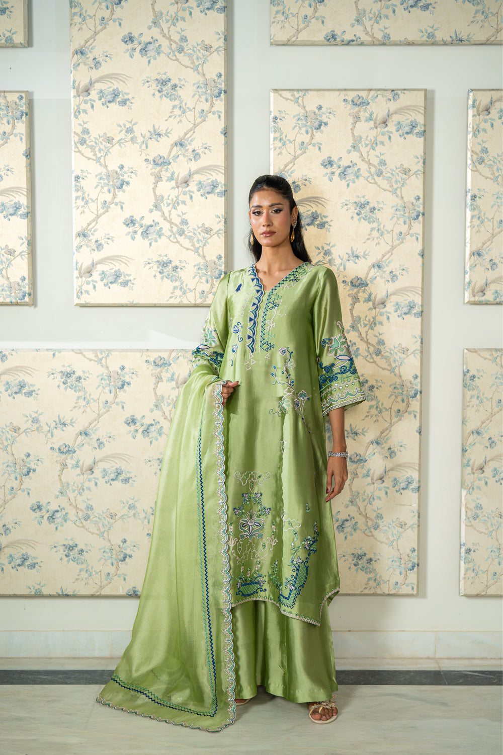 Wahaj M Khan | Lra Eid Collection 26 | Pista Embroidered Lyra Set - by Libasekhas UK - Registered Vendor of : Wahaj M Khan - 100% Original Designer Dress