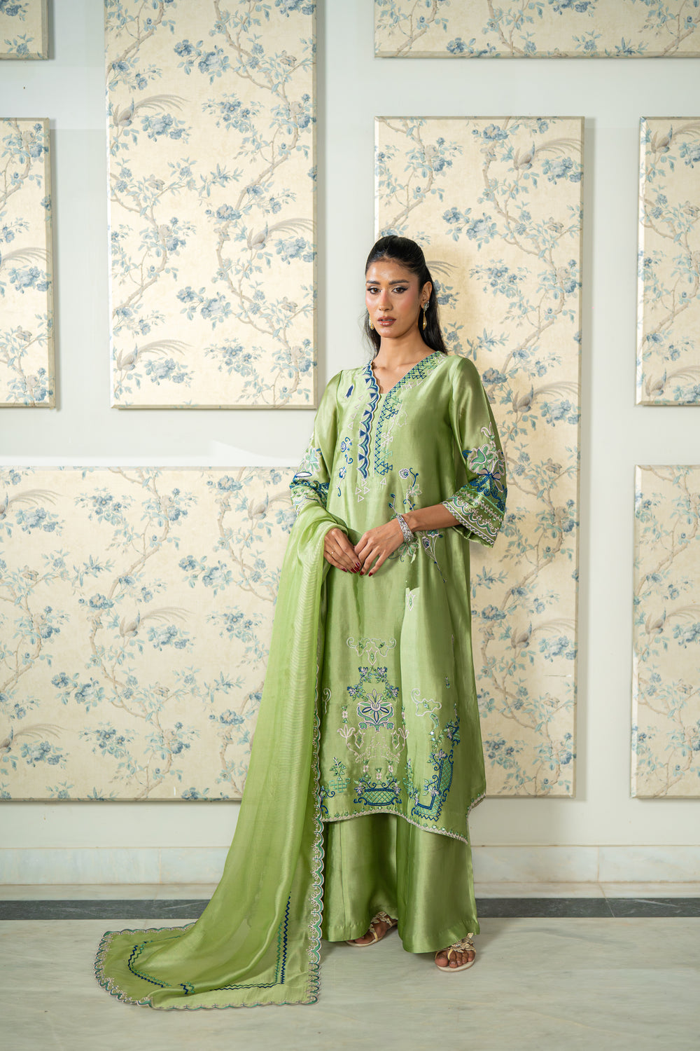 Wahaj M Khan | Lra Eid Collection 26 | Pista Embroidered Lyra Set - by Libasekhas UK - Registered Vendor of : Wahaj M Khan - 100% Original Designer Dress