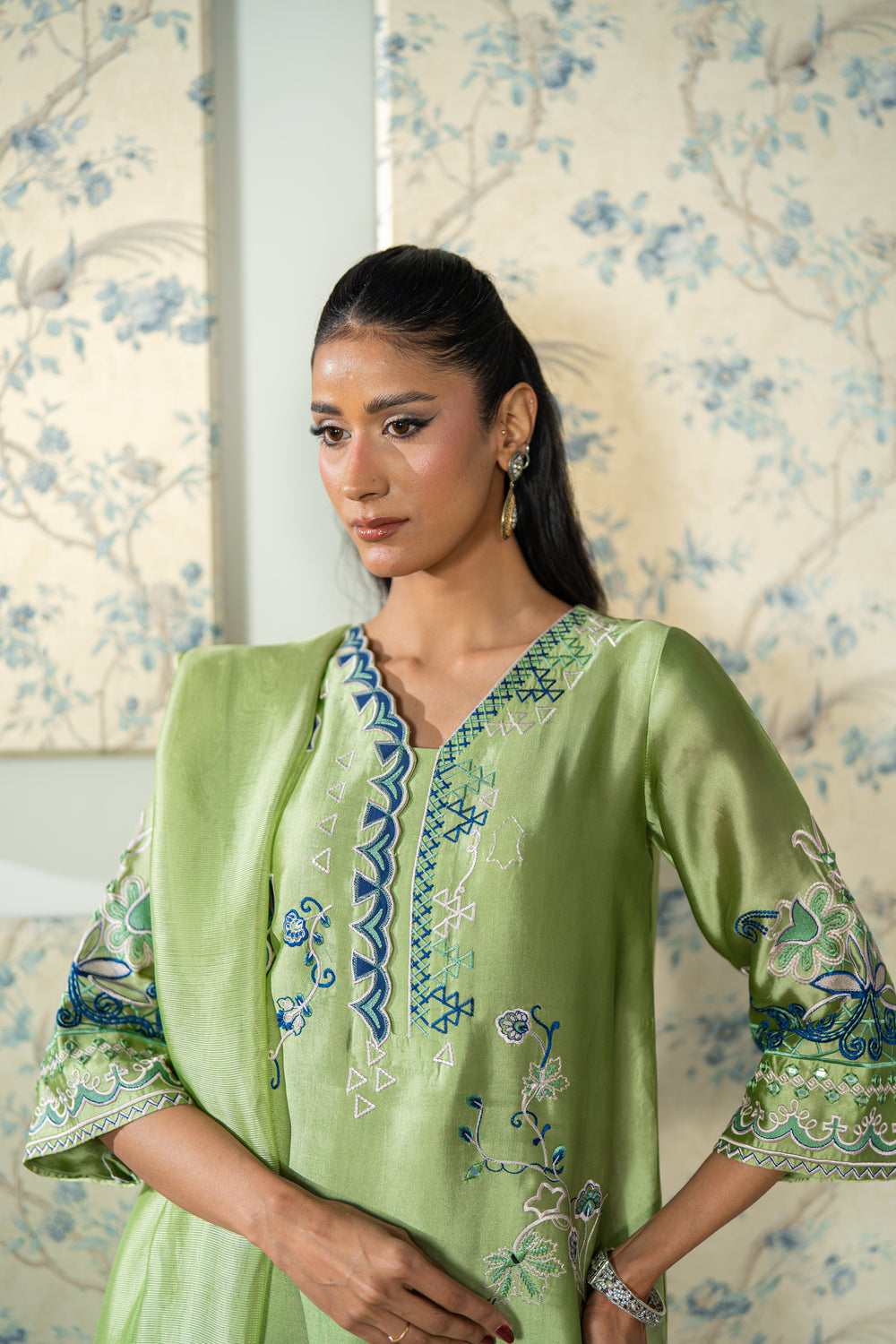 Wahaj M Khan | Lra Eid Collection 26 | Pista Embroidered Lyra Set - by Libasekhas UK - Registered Vendor of : Wahaj M Khan - 100% Original Designer Dress