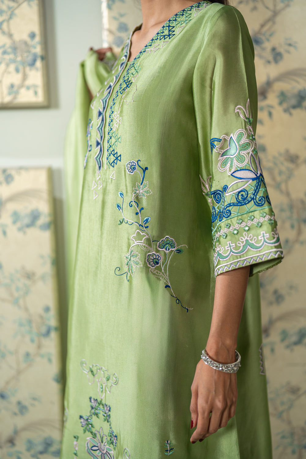Wahaj M Khan | Lra Eid Collection 26 | Pista Embroidered Lyra Set - by Libasekhas UK - Registered Vendor of : Wahaj M Khan - 100% Original Designer Dress