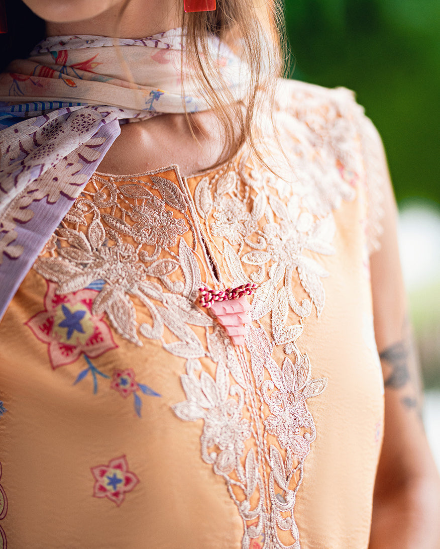 Roheenaz | Garden Veal Printed Lawn 25 | Coral Whim - by - Libasekhas UK - Registered Vendor of : Roheenaz - 100% Original Designer Dresss