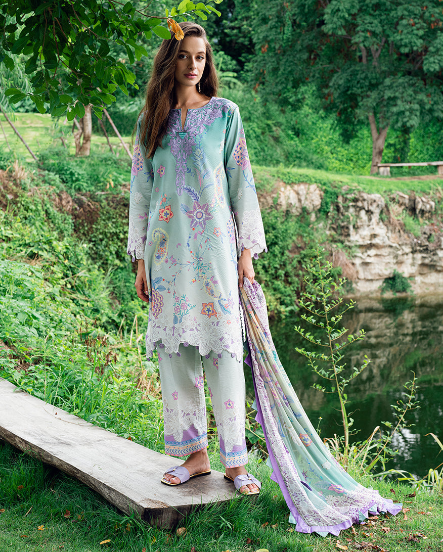 Roheenaz | Garden Veal Printed Lawn 25 | Jazmine Haze. - by - Libasekhas UK - Registered Vendor of : Roheenaz - 100% Original Designer Dresss