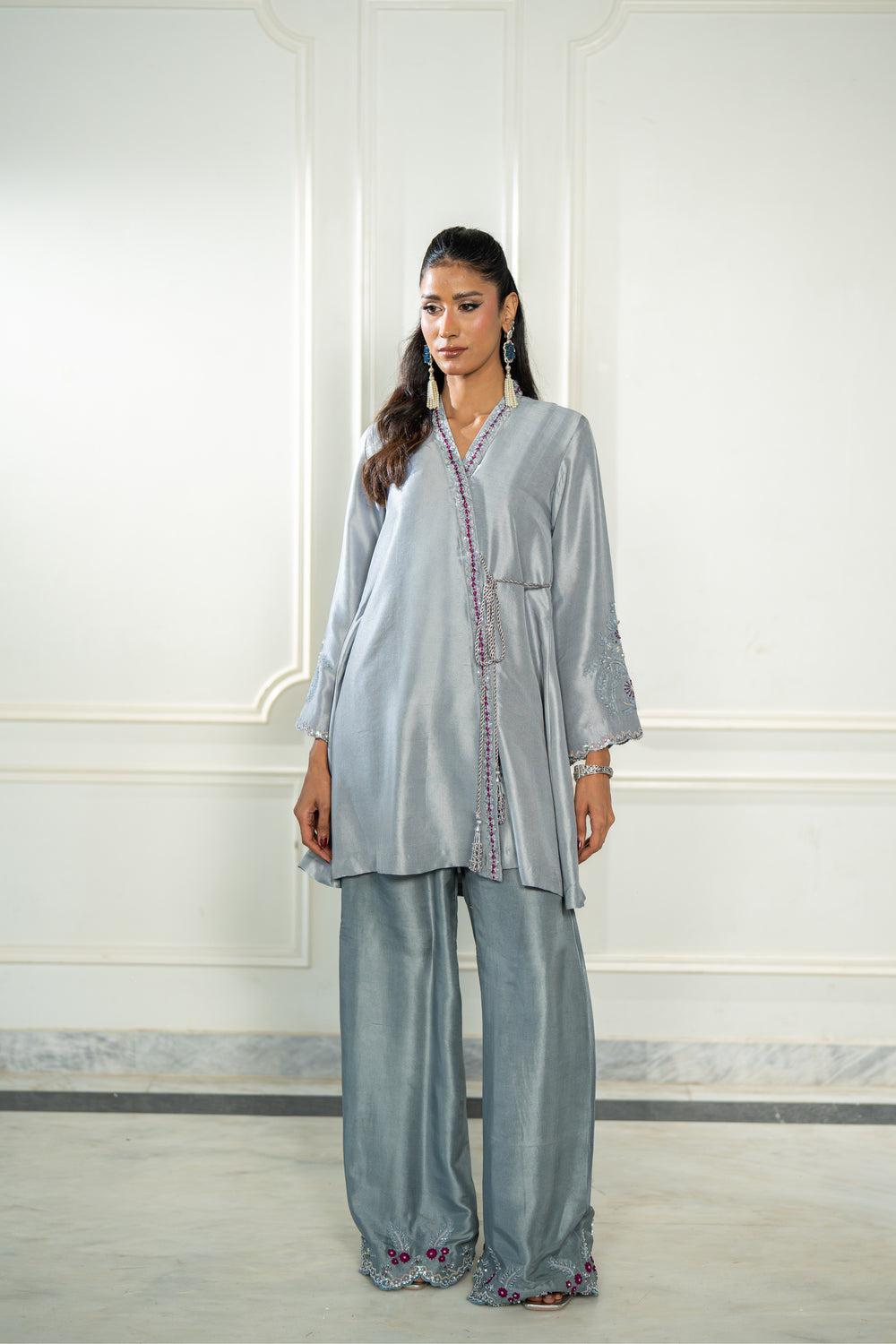 Wahaj M Khan | Lra Eid Collection 26 | Grey Rawsilk Wrap - by Libasekhas UK - Registered Vendor of : Wahaj M Khan - 100% Original Designer Dress