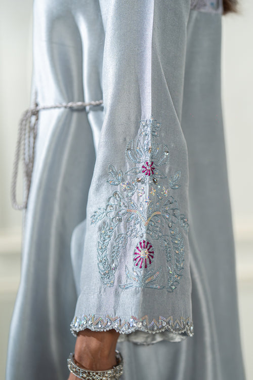 Wahaj M Khan | Lra Eid Collection 26 | Grey Rawsilk Wrap - by Libasekhas UK - Registered Vendor of : Wahaj M Khan - 100% Original Designer Dress