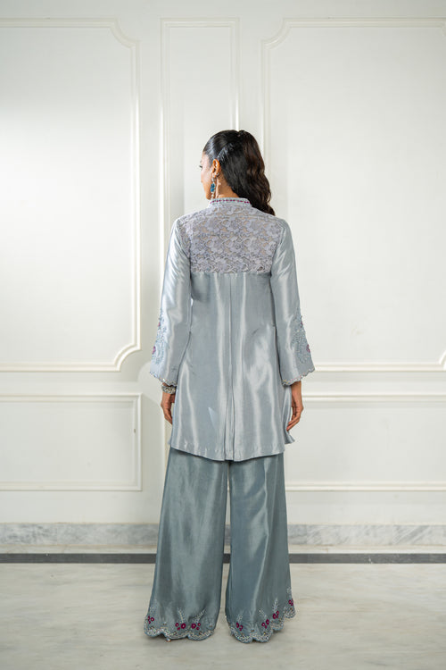 Wahaj M Khan | Lra Eid Collection 26 | Grey Rawsilk Wrap - by Libasekhas UK - Registered Vendor of : Wahaj M Khan - 100% Original Designer Dress
