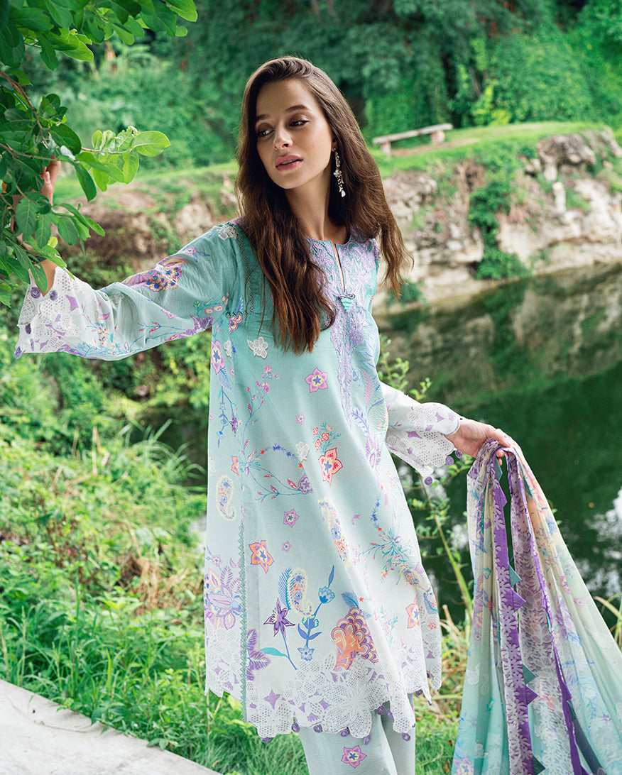 Roheenaz | Garden Veal Printed Lawn 25 | Jazmine Haze. - by - Libasekhas UK - Registered Vendor of : Roheenaz - 100% Original Designer Dresss