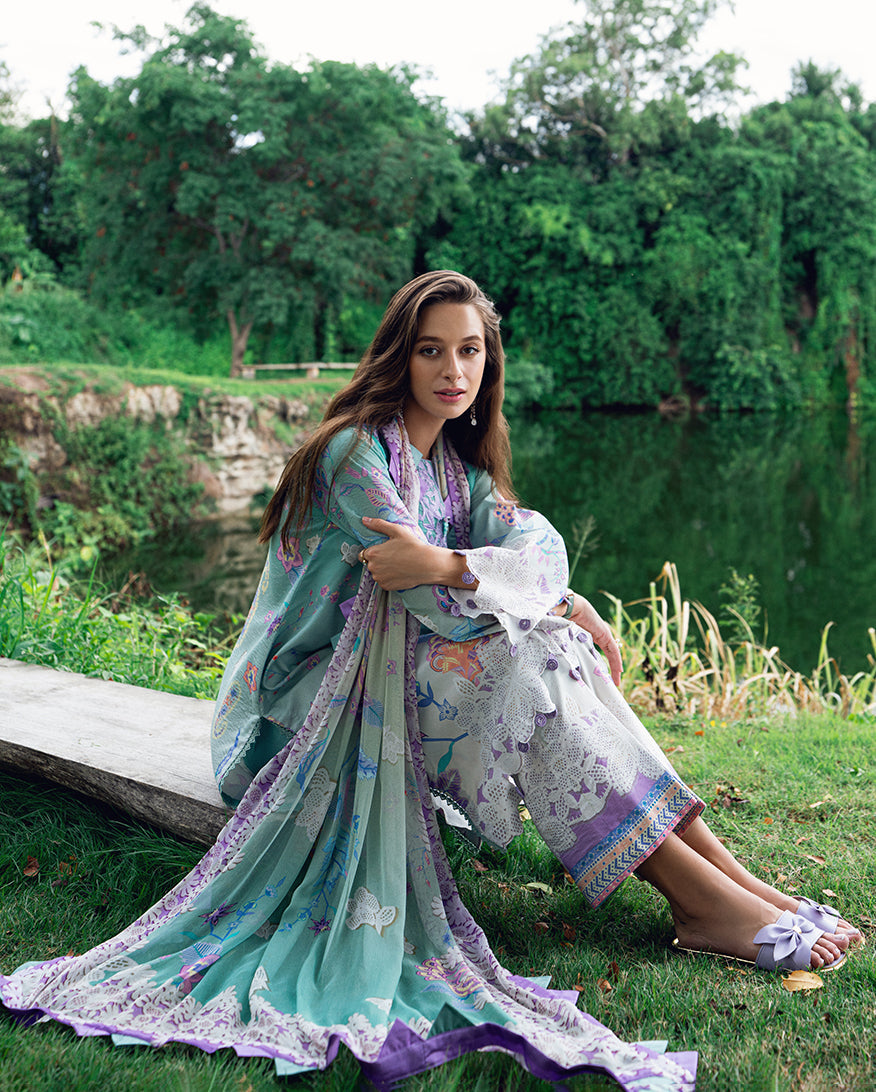 Roheenaz | Garden Veal Printed Lawn 25 | Jazmine Haze. - by - Libasekhas UK - Registered Vendor of : Roheenaz - 100% Original Designer Dresss