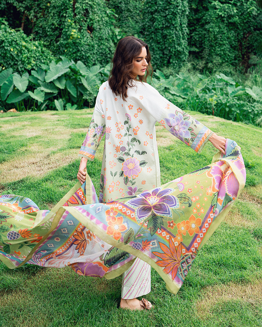 Roheenaz | Garden Veal Printed Lawn 25 | Melon Muse - by - Libasekhas UK - Registered Vendor of : Roheenaz - 100% Original Designer Dresss