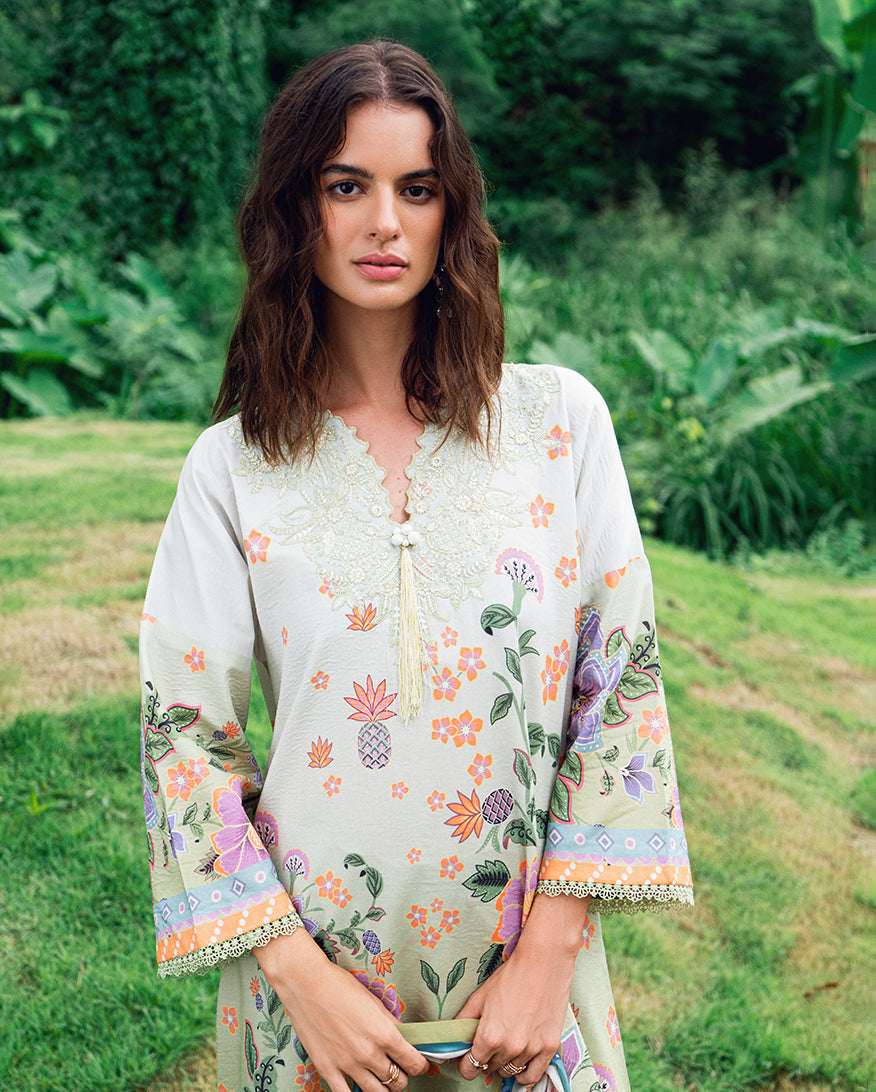 Roheenaz | Garden Veal Printed Lawn 25 | Melon Muse - by - Libasekhas UK - Registered Vendor of : Roheenaz - 100% Original Designer Dresss