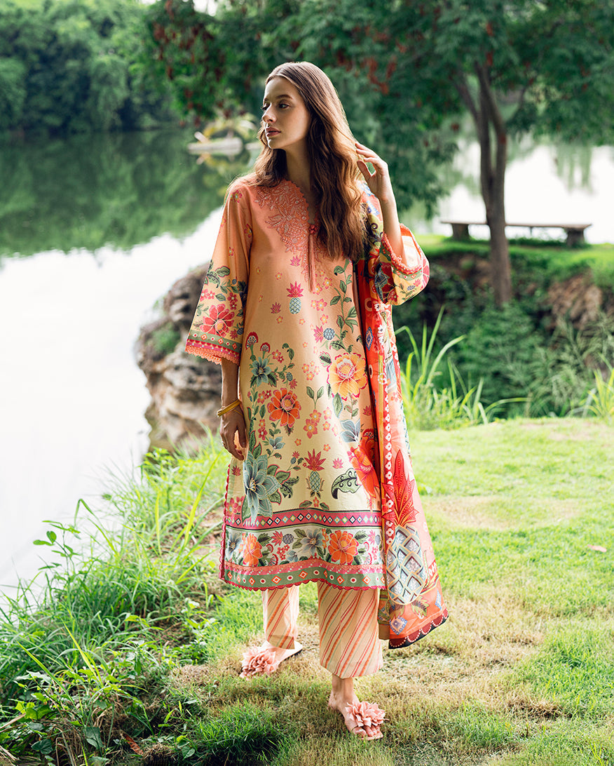 Roheenaz | Garden Veal Printed Lawn 25 | Petal Glaze - by - Libasekhas UK - Registered Vendor of : Roheenaz - 100% Original Designer Dresss