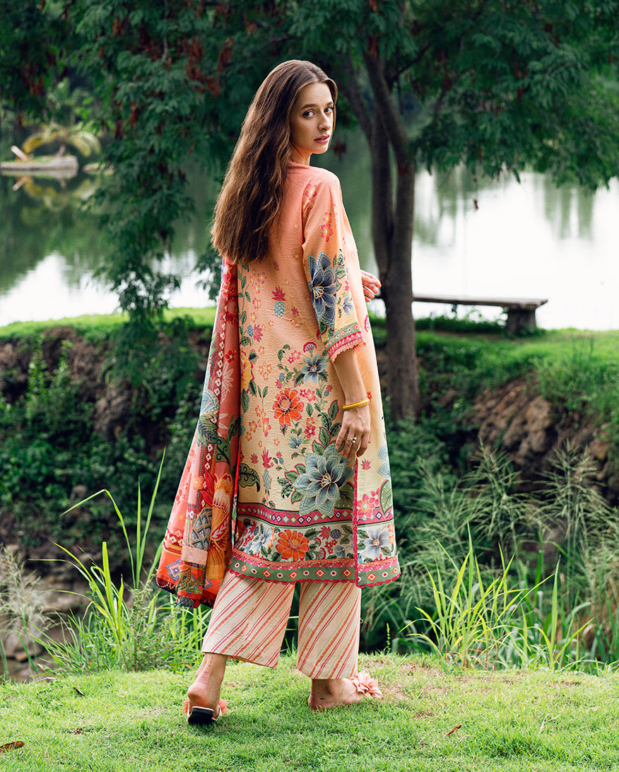 Roheenaz | Garden Veal Printed Lawn 25 | Petal Glaze - by - Libasekhas UK - Registered Vendor of : Roheenaz - 100% Original Designer Dresss