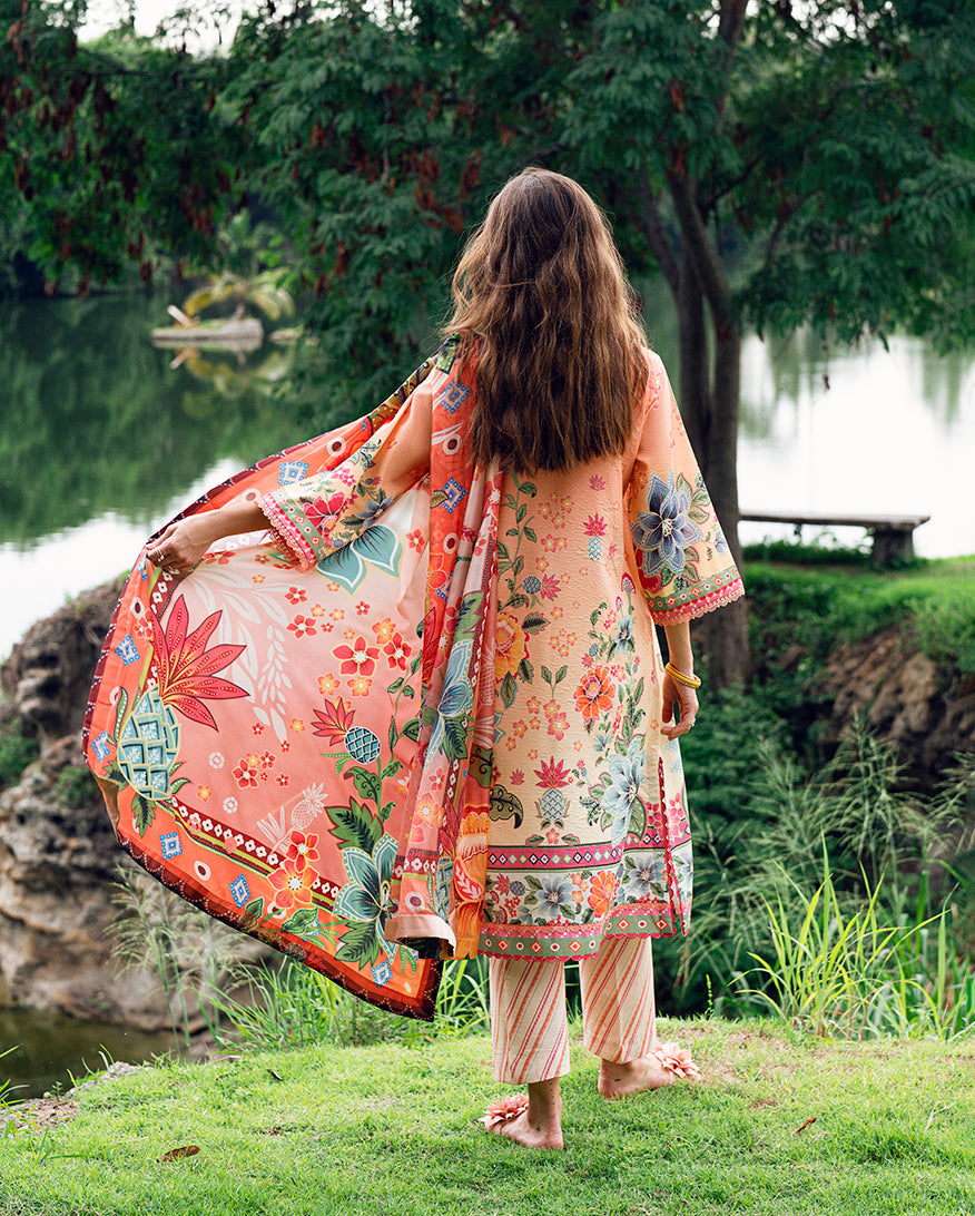 Roheenaz | Garden Veal Printed Lawn 25 | Petal Glaze - by - Libasekhas UK - Registered Vendor of : Roheenaz - 100% Original Designer Dresss
